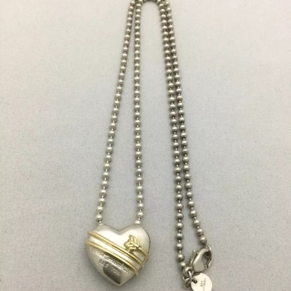 GUVCI Luxury 925 Sterling Silver with 18k Gold on Arrow wrapped on heart ❤️ - Picture 4 of 8
